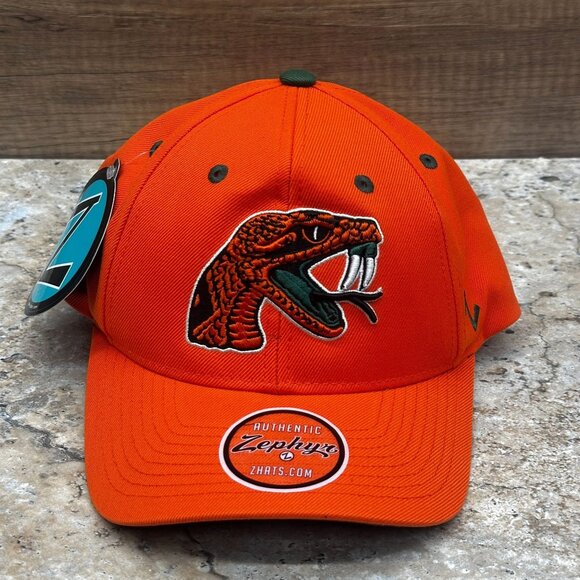 Zephyr FAMU Rattlers Hat Orange Snapback Cap Embroidered Logo NWT - Picture 5 of 11